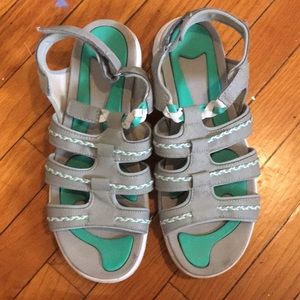 Gray and Teal Sandals